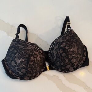 Soma Elegant Black Lace Bra with Gold Details